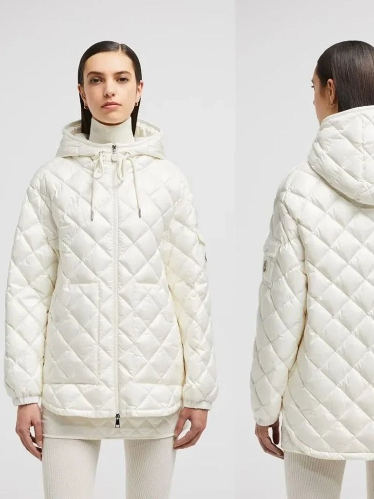 Moncler Camica Down Hooded Puffer Jacket Coat White Eur 36